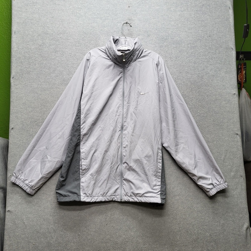 Nike Men Jacket XXL Gray Swoosh Embroidery Windbreaker Colorblock Gorpcore Logo